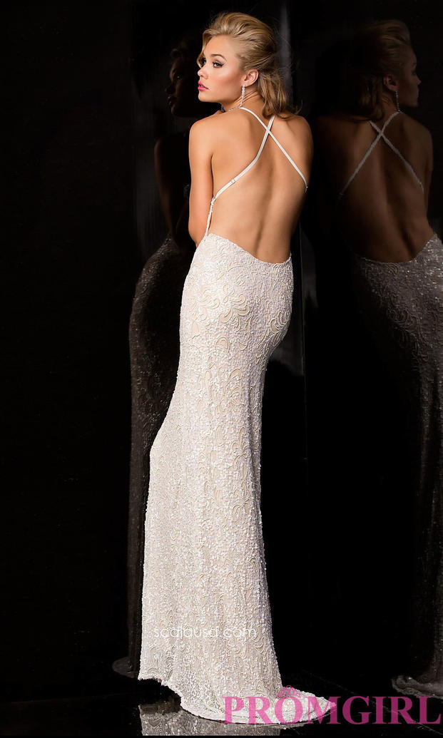 Sequin Gown with Open Back by Scala (PromGirl.com)