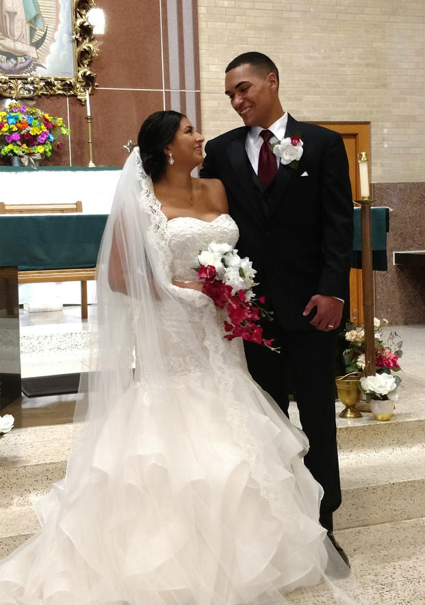 Cpl. Jordan Taylor and Jilia Arroyo married Sept. 20, 2018 with help from the military spouse community. (Photo Courtesy of Mindy Brewester)