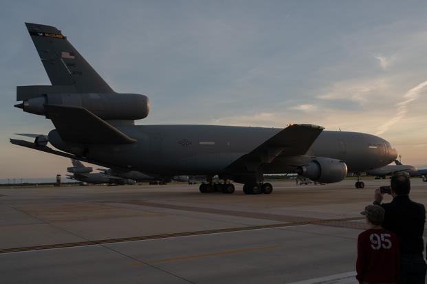A KC-10 Extender assigned to the 305th Air Mobility Wing returns from the U.S. European Command at Joint Base McGuire-Dix-Lakehurst, New Jersey, May 25, 2022.