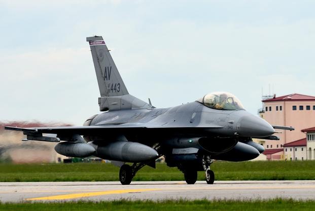 An F-16 Fighting Falcon lands at Aviano Air Base, Italy, April 30, 2019. The 510th Fighter Squadron deployed in support of Operations Freedom Sentinel and the NATO Resolute Support mission.