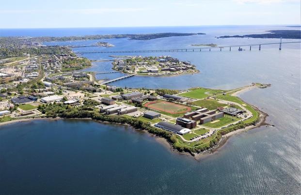 Coddington Cove and Coasters Harbor Island at Naval Station Newport.
