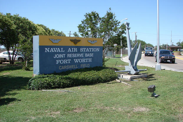 Sign by the main gate at Naval Air Station Joint Reserve Base Ft. Worth, formerly Carswell AFB, Texas. (U.S. Air Force photo)