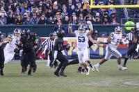 Army quarterback Kelvin Hopkins Jr. attempts a pass against Navy's defense in the annual Army-Navy game on Dec. 8, 2018. (Military.com photo)