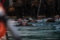 Marine recruits go through swim qualifications at Parris Island.