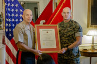 U.S. Marine Corps Gen. David H. Berger, left, 38th Commandant of the Marine Corps, and Sgt. Maj. Troy E. Black.